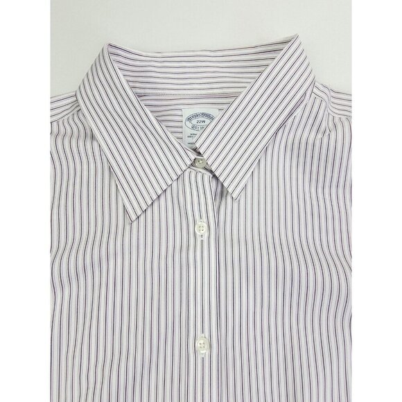 Brooks Brothers Womens French Cuff Fitted Non Iron Size 22W White Stripe Shirt - Picture 1 of 10